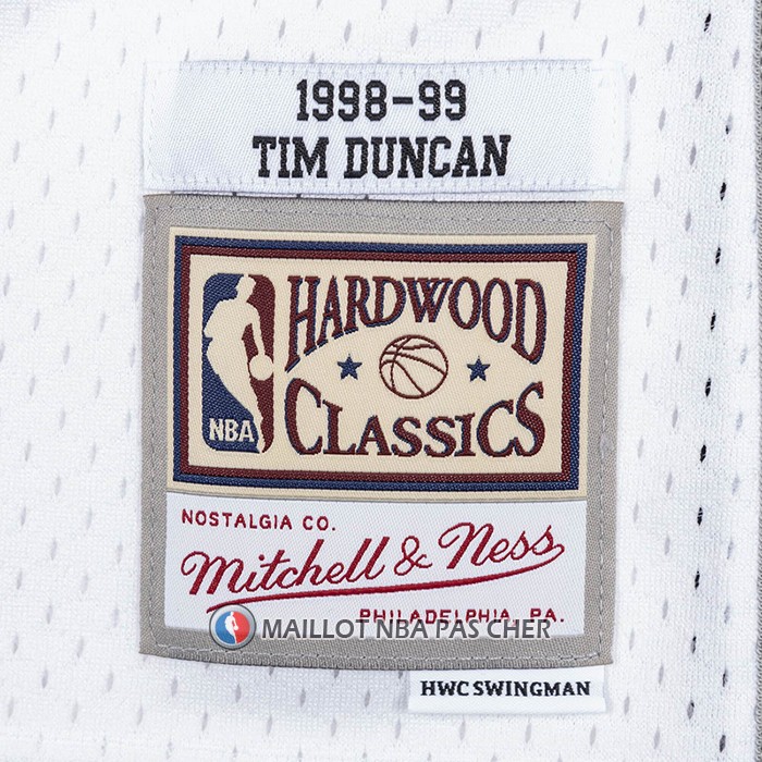 Maillot San Antonio Spurs Tim Duncan NO 21 Mitchell & Ness 1998-99 Blanc